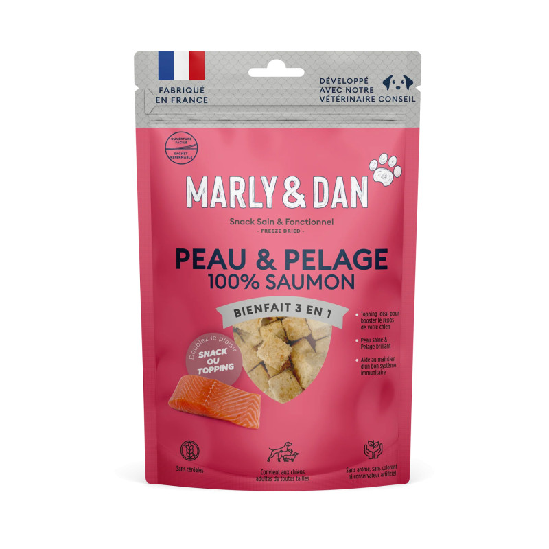 Marly & Dan Freeze dried pour chien - 100% Saumon peau & pelage Faunelia