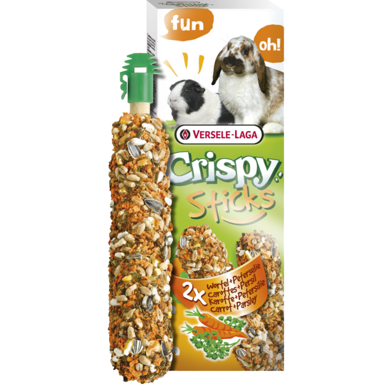 VERSELE-LAGA Crispy - Sticks à ronger - Lapins-Cobayes Carottes & Persil Faunelia