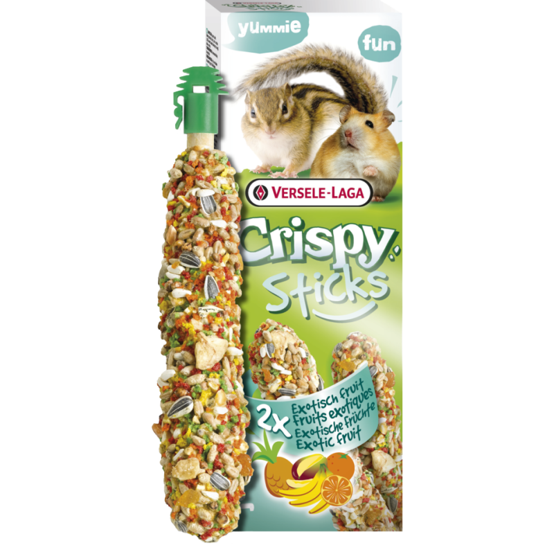 VERSELE-LAGA Crispy - Sticks à ronger - Hamsters-Ecureuils Fruits Exotique 110g Faunelia