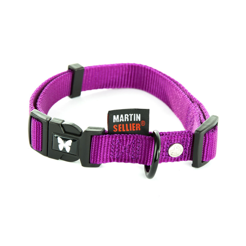 Martin Sellier Collier réglable - Nylon - Mauve Faunelia