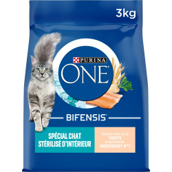 Purina one - Croquettes - Chat, Stérilisé d'Intérieur - Truite et Céréales Complètes