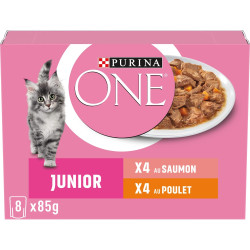 PURINA ONE - Patée pour chat - Junior - 4xSaumon et 4xPoulet