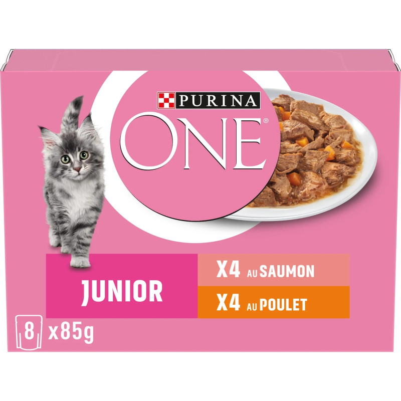 Purina One PURINA ONE - Patée pour chat - Junior - 4xSaumon et 4xPoulet Faunelia