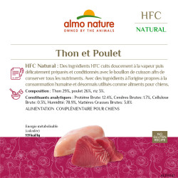 Almo nature HFC natural, patée pour chien - Thon et poulet Faunelia