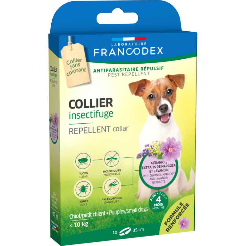 Francodex Collier insectifuge - Chiots & Chien -de10kg Faunelia