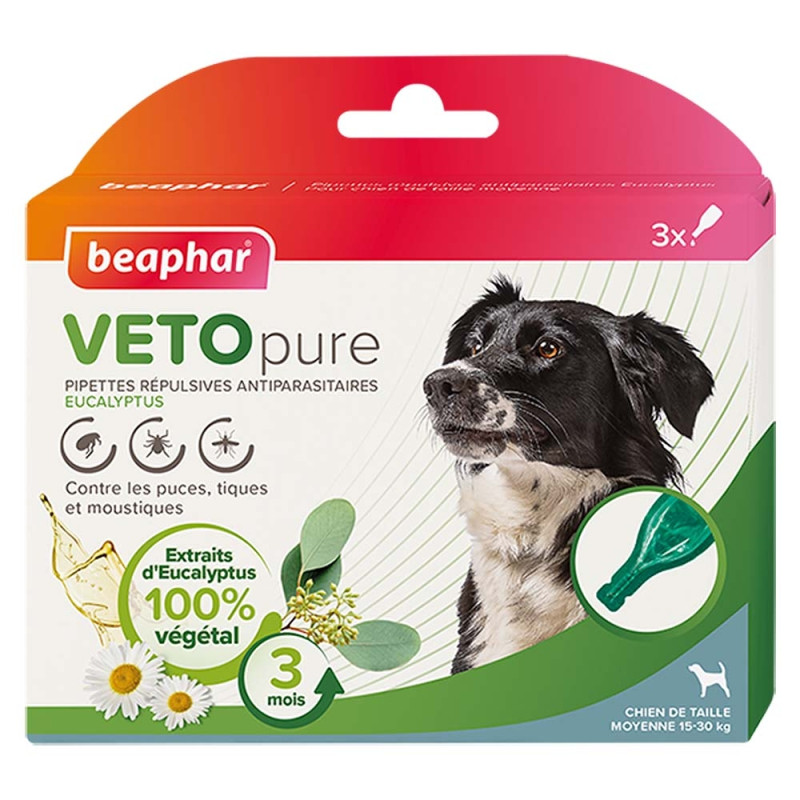 Beaphar VETOpure - Pipettes répulsives antiparasitaires - Eucalyptus - Chien 15-30kg Faunelia