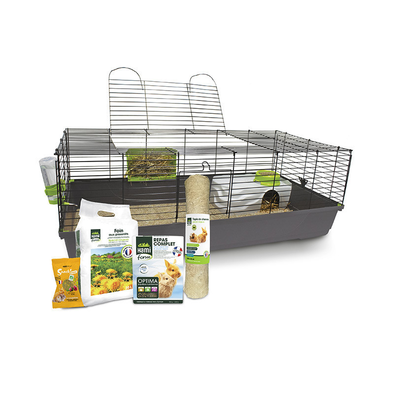 HamiForm Cage équipée essentiel 120 - Lapin - 118×59×43cm Faunelia