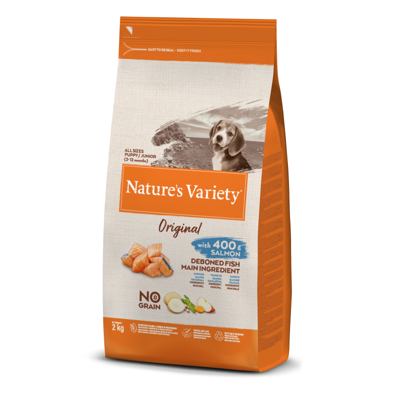 Nature's Variety Original, No Grain - Croquettes - Chien, Junior - Toutes Tailles - Saumon Faunelia