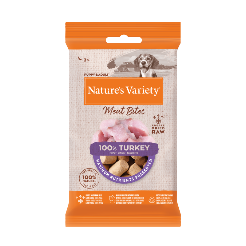 Nature's Variety Snack Meat Bites - Chien - Dinde Faunelia