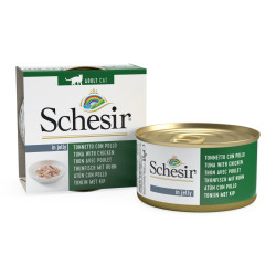 SCHESIR Sachet fraicheur pour chat - En gelée - Thon et poulet avec jambon Faunelia