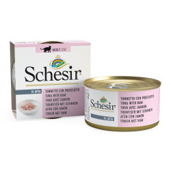 SCHESIR Paté en gelée pour chat - Boite - Filets de poulet avec jambon Faunelia