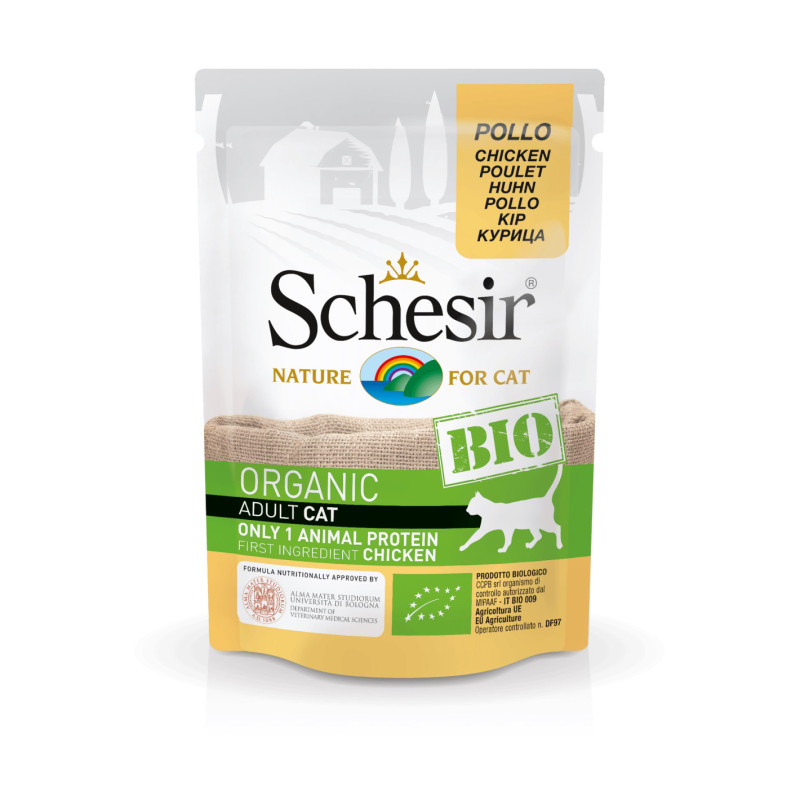 SCHESIR Sachet fraicheur pour chat - Paté BIO - Poulet Faunelia