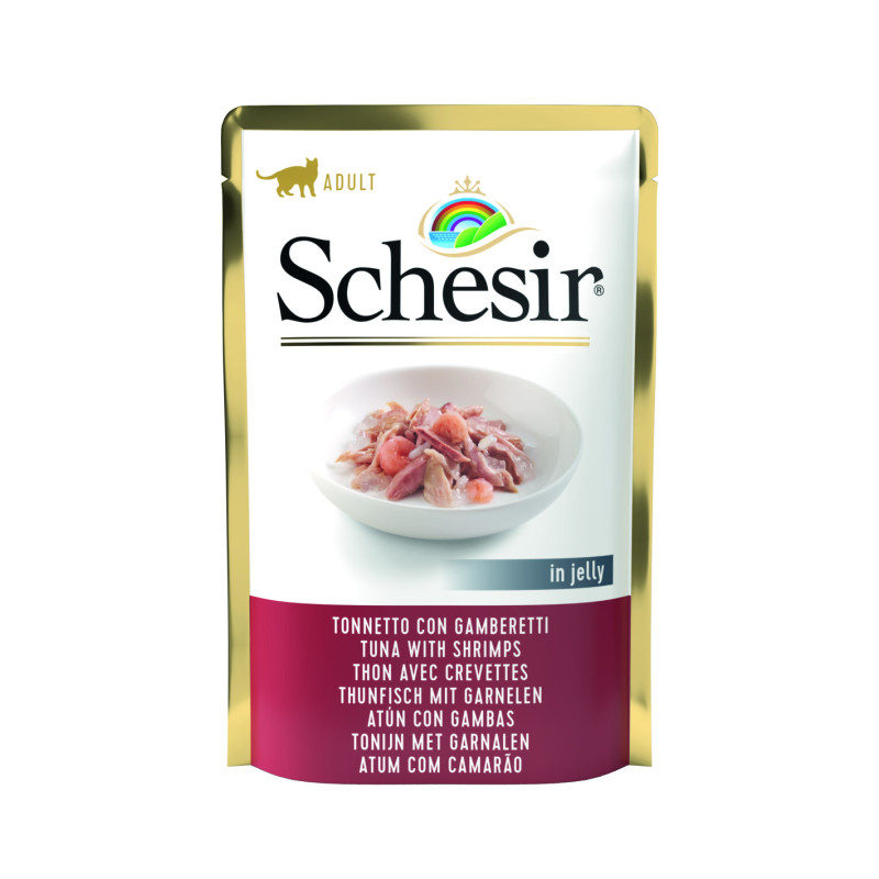 SCHESIR Sachet fraicheur pour chat - En gelée - Thon avec Crevettes Faunelia