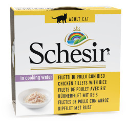 SCHESIR Dans l'eau de cuisson - Boite 85g -  Filets de poulet avec riz Faunelia