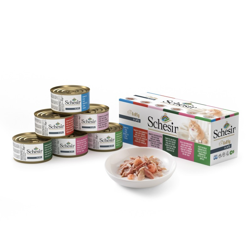 SCHESIR Patée en gelée pour Chat - Multipack - Multi Saveurs Faunelia