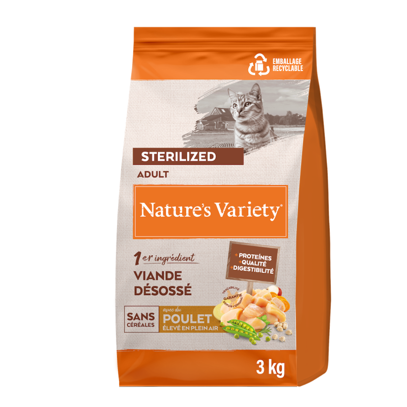 Nature's Variety Selected - No grain - Croquettes - Chat, Adulte, Stérilisé - Poulet Faunelia