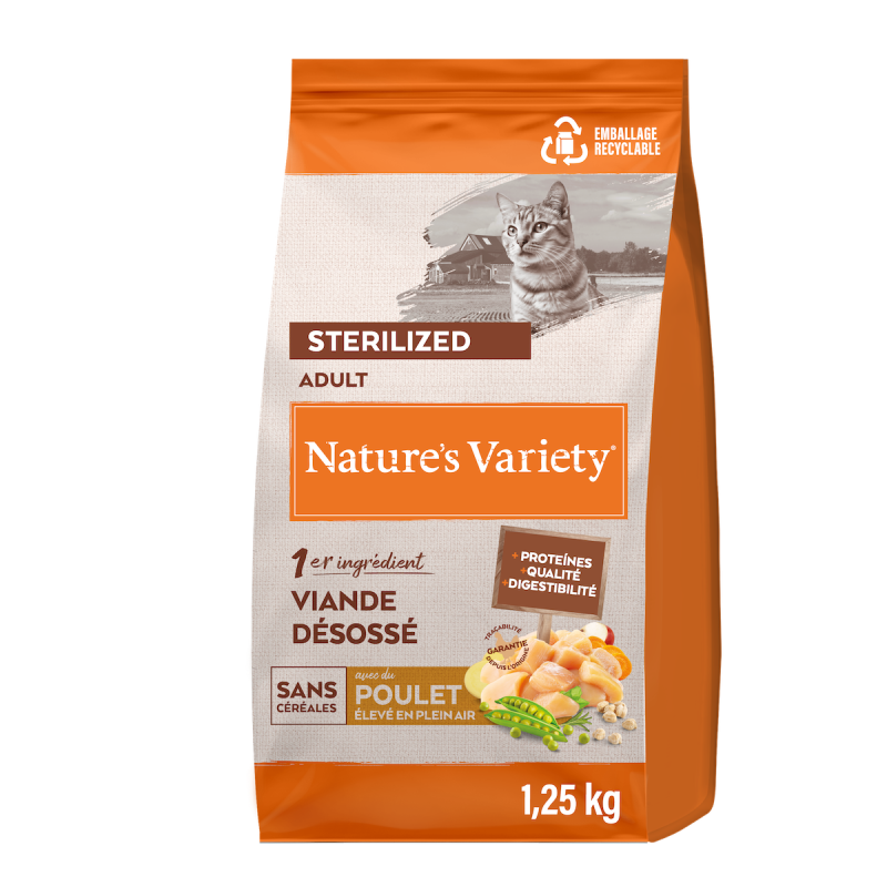 Nature's Variety Selected - No grain - Croquettes - Chat, Adulte, Stérilisé - Poulet Faunelia