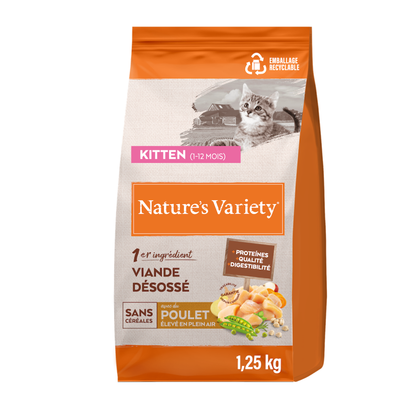 Nature's Variety Selected - No grain - Croquettes - Chaton - Poulet Faunelia