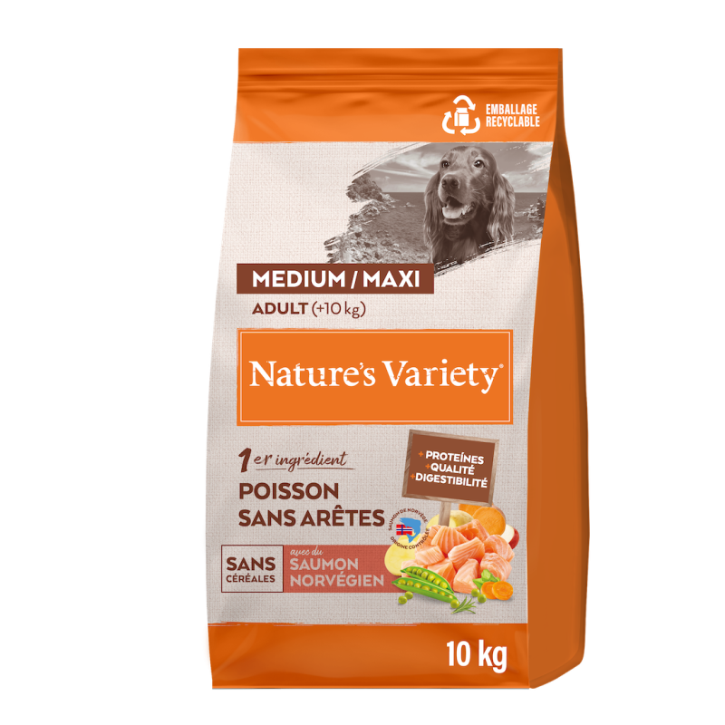 Nature's Variety Original, No Grain - Croquettes - Chien, Adulte - Medium/Maxi - Saumon Faunelia