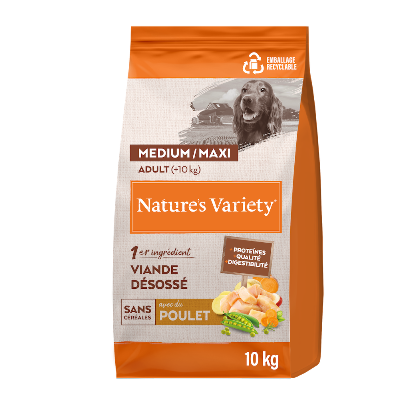 Nature's Variety Selected, No grain - Croquettes - Chien, Adulte - Medium - Poulet Faunelia