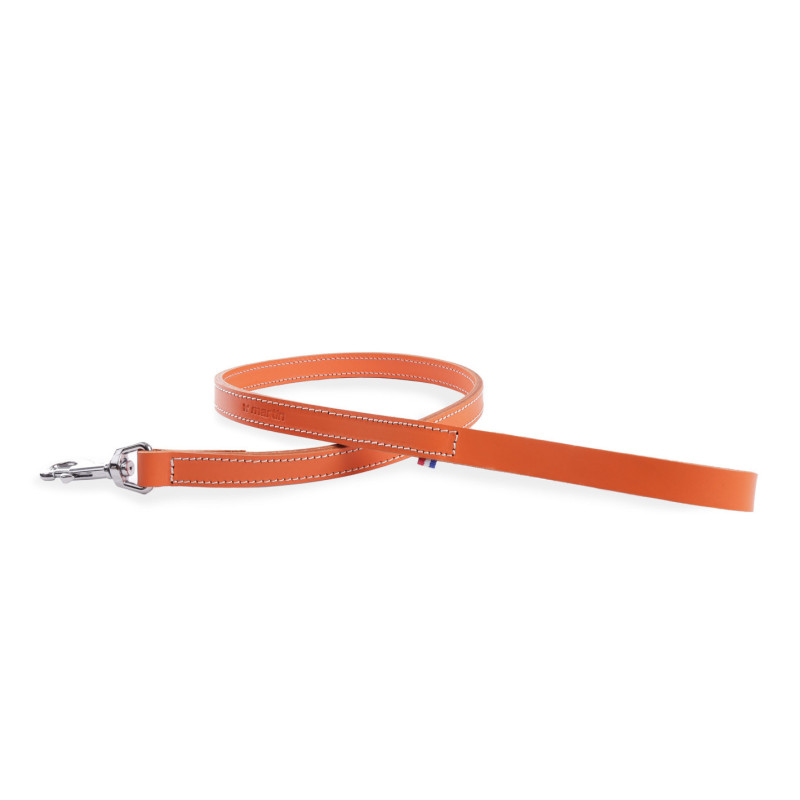 Martin Sellier Laisse en cuir double épaisseur - collection 107 - Orange Faunelia