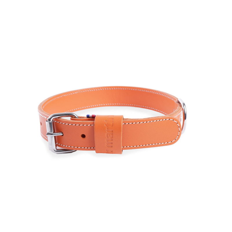 Martin Sellier Collier en cuir double épaisseur - Collection 107 - Orange Faunelia