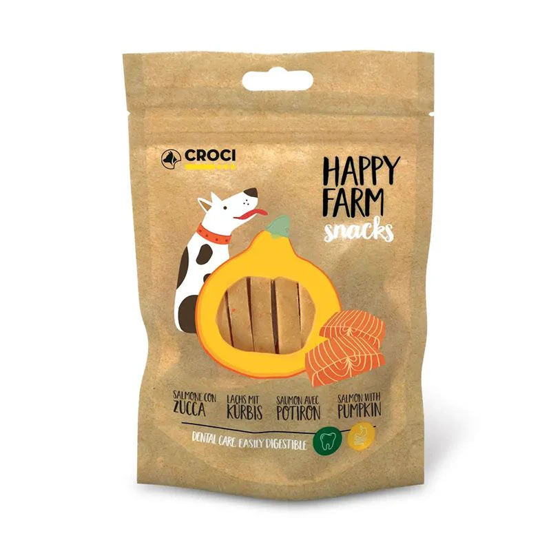 CROCI Happy Farm - Snack pour chiens - Saumon et Citrouille Faunelia