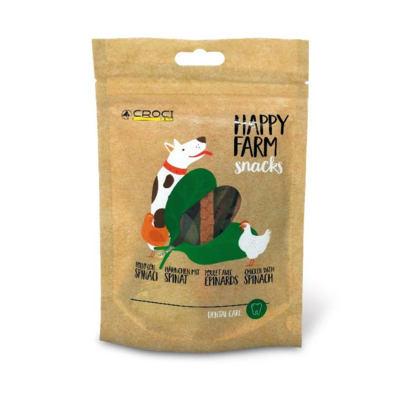 CROCI Happy Farm - Snack pour chiens - Poulet et Épinards Faunelia