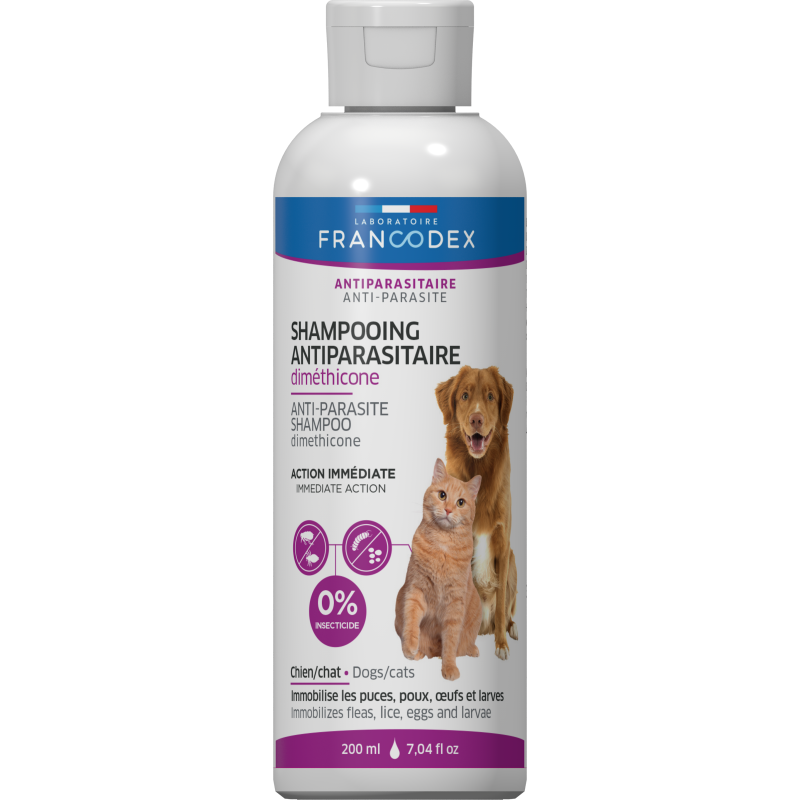 Francodex Shampooing Antiparasitaire Diméthicone - Chien & Chat Faunelia