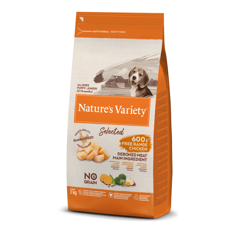 Nature's Variety Selected, No Grain - Croquettes - Chien, Junior - Toutes tailles - Poulet Faunelia