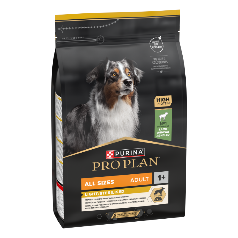 Purina Pro Plan - Croquettes - Chien, Adulte, Stérilisé - Toutes tailles - Light - Agneau Faunelia