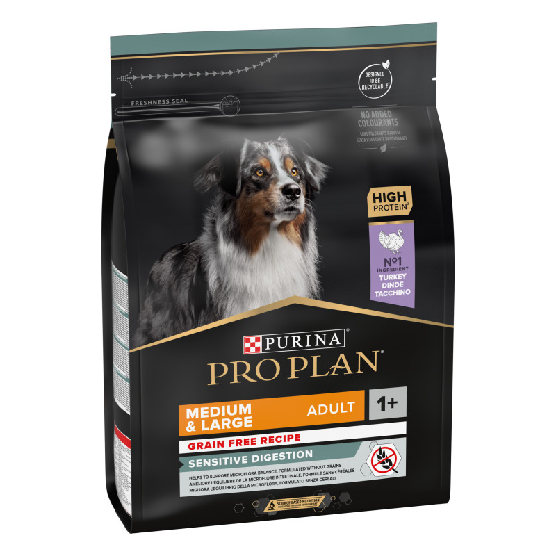 Purina Pro plan - Croquettes - Chien, Adulte, Medium & Large - Sensitive Digestion - Dinde Faunelia