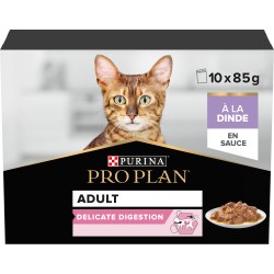 Purina PRO PLAN - Chat, Adult - Délicate Digestion - Dinde en sauce Faunelia