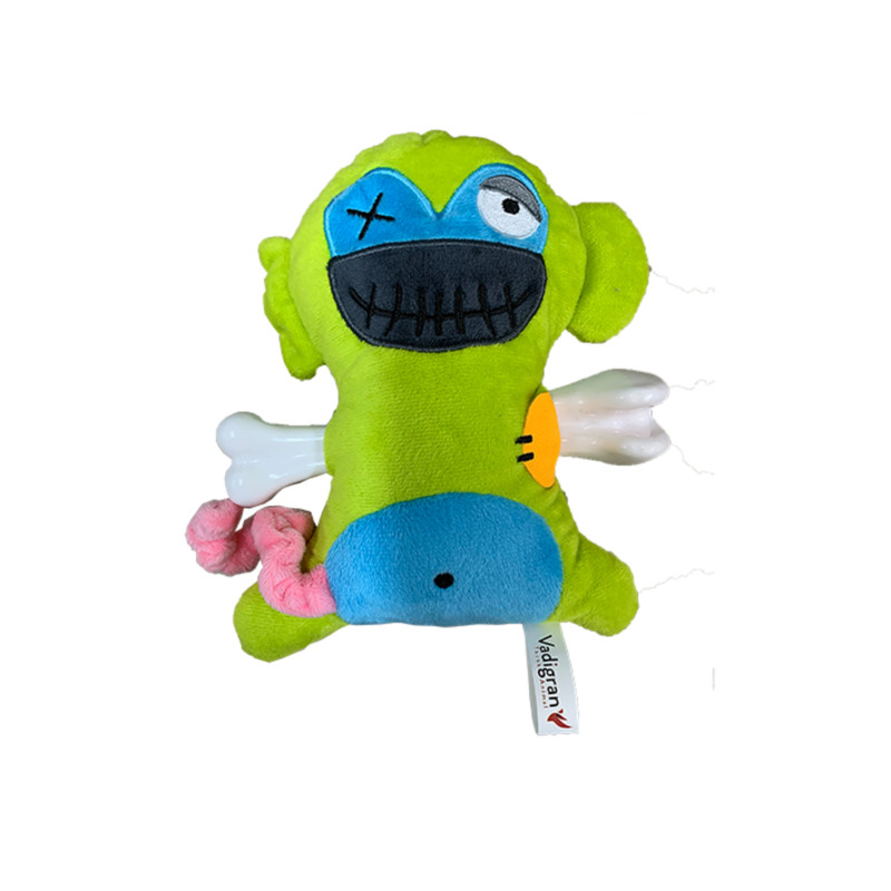 VADIGRAN Peluche "Scary" pour chien - Singe avec Os - 17,5cm Faunelia