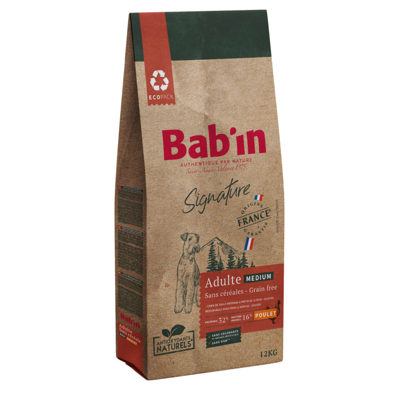 BAB'IN Bab'in Signature - Croquettes - Chien, Adulte - Medium - Sans céréales - Poulet Faunelia