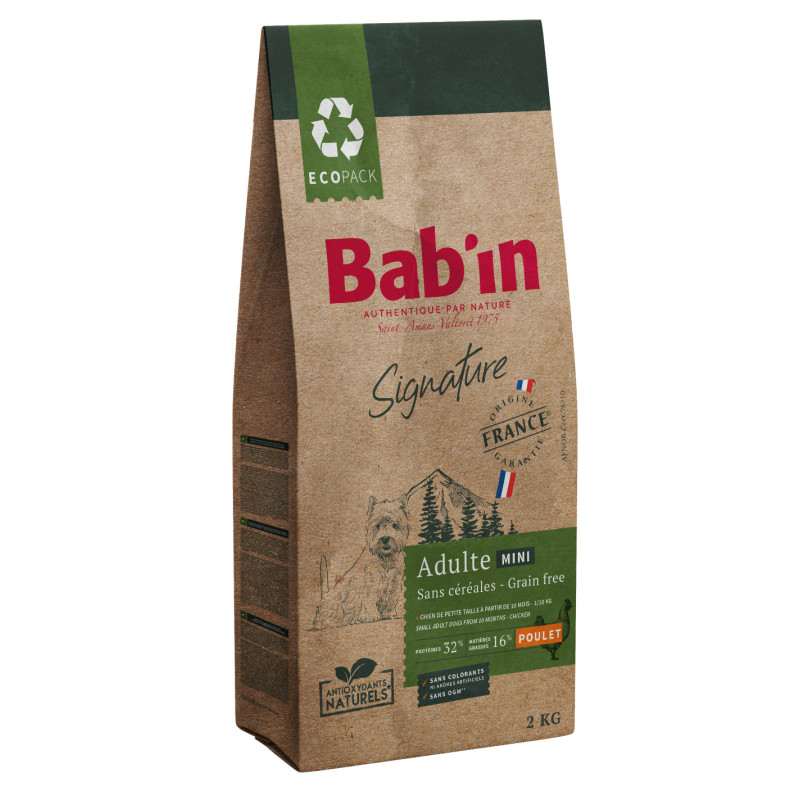 BAB'IN Bab'in Signature - Croquettes sans céréales - Chien - Adulte - Mini - Poulet Faunelia