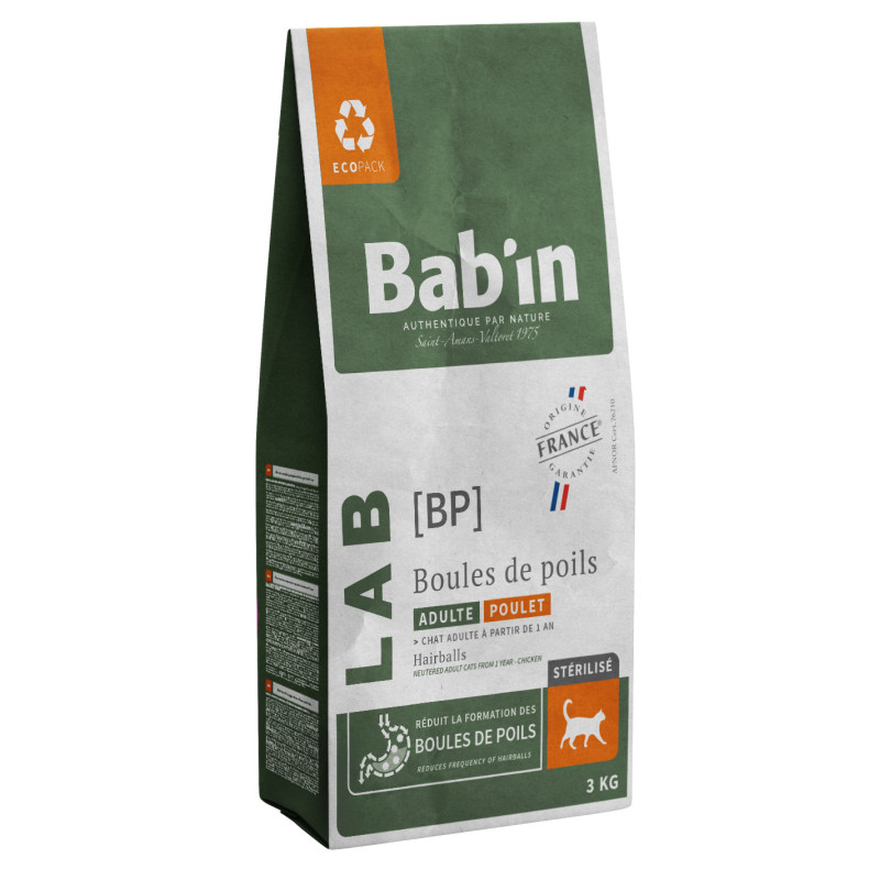 BAB'IN Bab'in LAB - Croquettes - Chat, Adulte - Boules de poils Faunelia