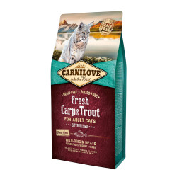 Carnilove Fresh meat - Croquettes pour chat - Adulte - Stérilisé - Carpe & Truite Faunelia