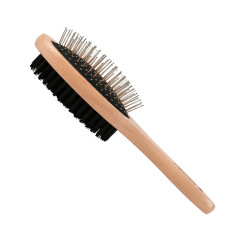 PET NOVA Double wooden brush for professional hair care Faunelia