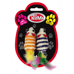 PET NOVA jouet pour chat- Lot de 2 souris - 7x3cm Faunelia