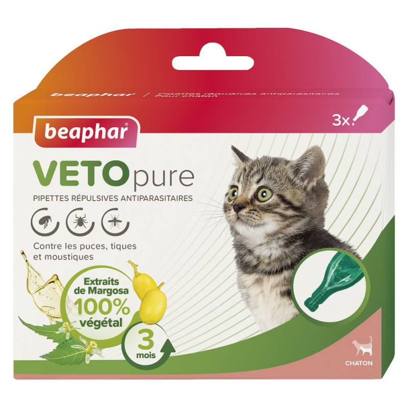 Beaphar VETOpure, Pipettes répulsives antiparasitaires, pour chaton Faunelia