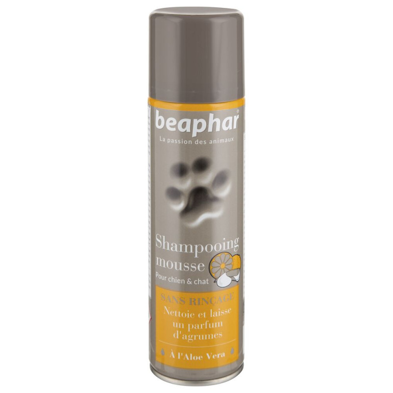 Beaphar Spray Shampooing mousse, sans rinçage - Chien & Chat - à l'aloe vera Faunelia